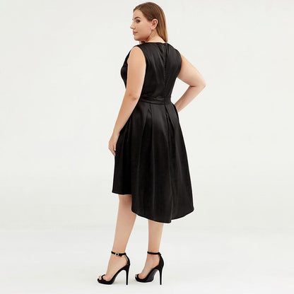Plus Size Solid Color Slim Sleeveless Formal Dress