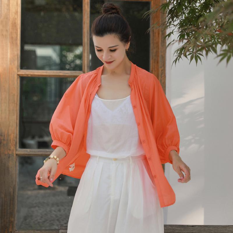 Plus Size Solid Stand Collar Women Blouse