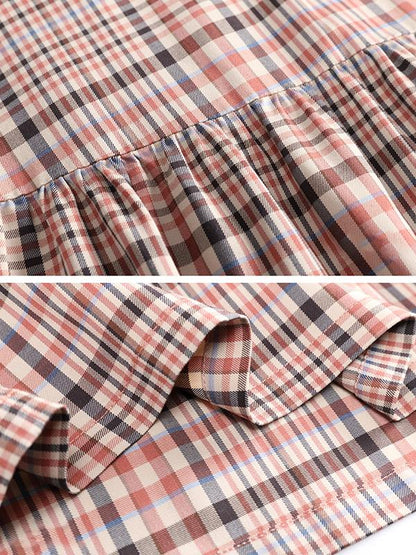 Plus Size Splicing Plaid Pullover Loose Midi Dress