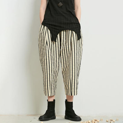 Plus Size Stripe Casual Harem Pants