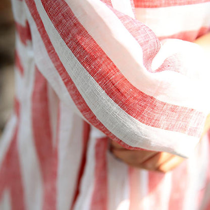 Plus Size Stripes Spliced Round Collar Dress