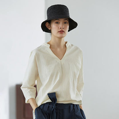 Plus Size V-Neck Solid Color Casual Comfortable T-Shirt