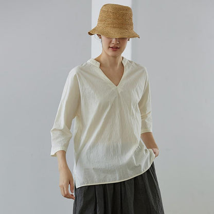 Plus Size V-Neck Solid Color Casual Comfortable T-Shirt