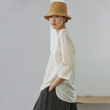 Plus Size V-Neck Solid Color Casual Comfortable T-Shirt