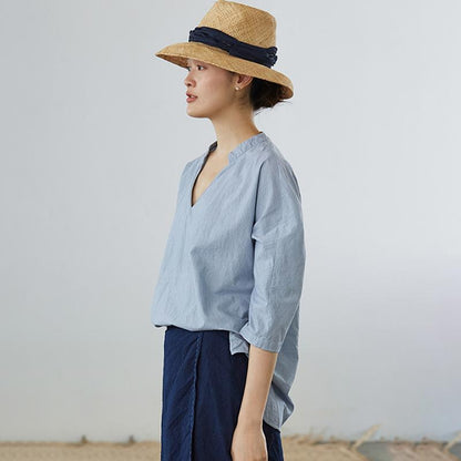 Plus Size V-Neck Solid Color Casual Comfortable T-Shirt