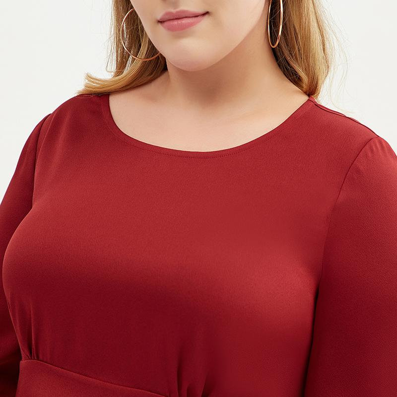 Plus Size Women 3/4 Puff Sleeve Peplum Top