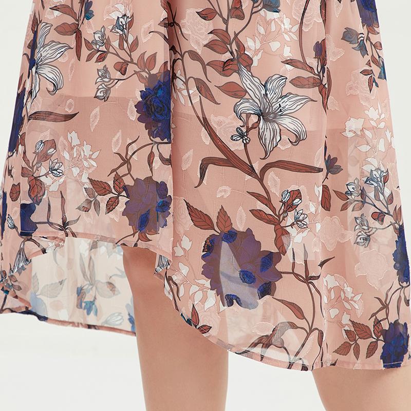 Plus Size Women Floral Chiffon Midi Maxi Dress With Belt