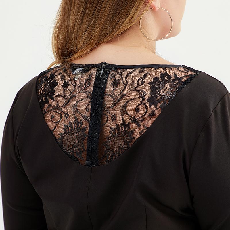 Plus Size Women Little Bell Sleeve Black Sheath Dress