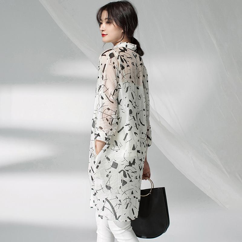 Plus Size Women Printing Cardigan Midi Black Dress