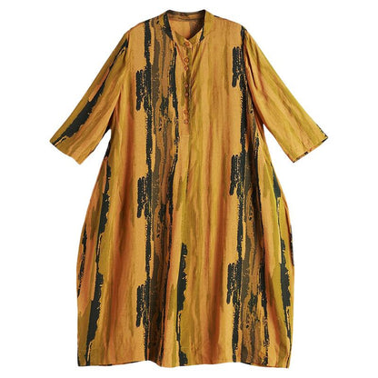 Plus Size Women Printing Loose Midi Dress