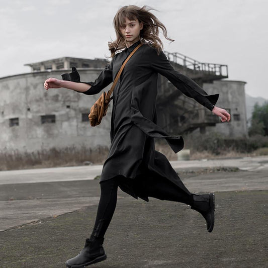 Plus Size Women Spring Loose  Irregular Midi Dress