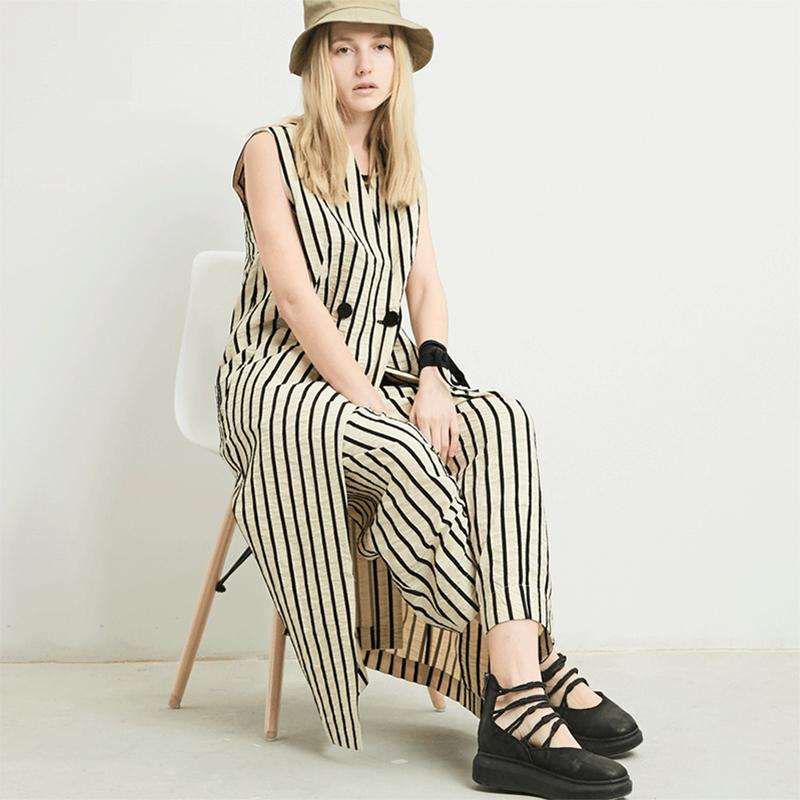 Plus Size Women Stripe Vest Coat