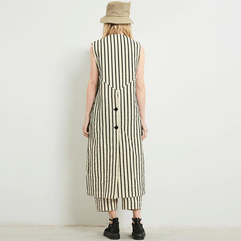 Plus Size Women Stripe Vest Coat