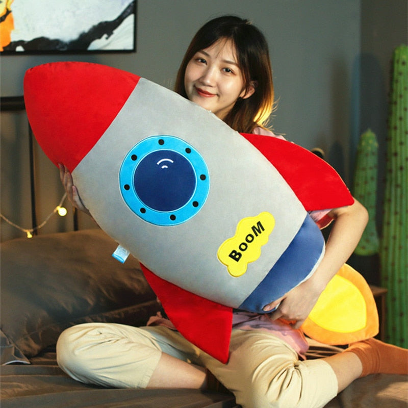Plush Toy Rocket Pillow Children Boys Dolls Sleeping Clip-On Beds Sleeping Boys and Girls Gifts Home Decoration