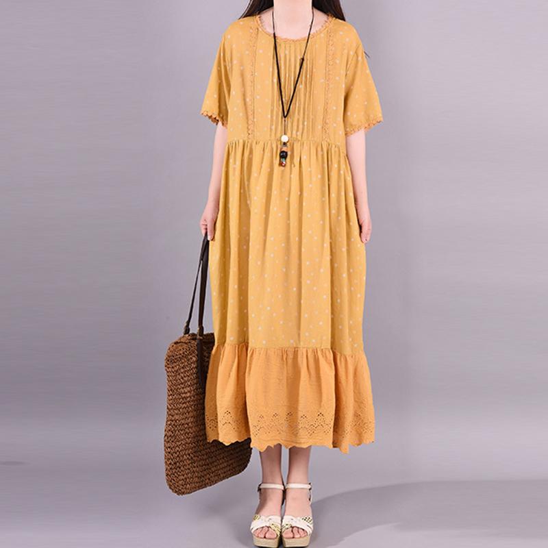 Polka Dot Hollow Out Casual Loose Dress