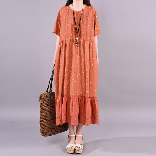 Polka Dot Hollow Out Casual Loose Dress