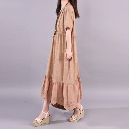 Polka Dot Hollow Out Casual Loose Dress
