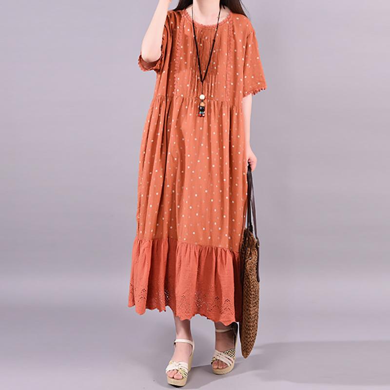 Polka Dot Hollow Out Casual Loose Dress