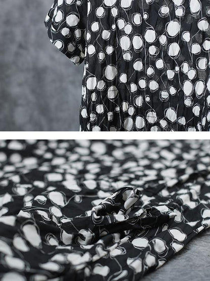 Polka Dot Lacing O-Neck Maxi Dress