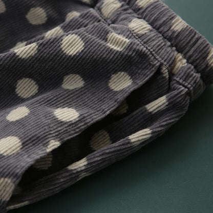 Polka Dots Casual Corduroy Loose Harem Pants