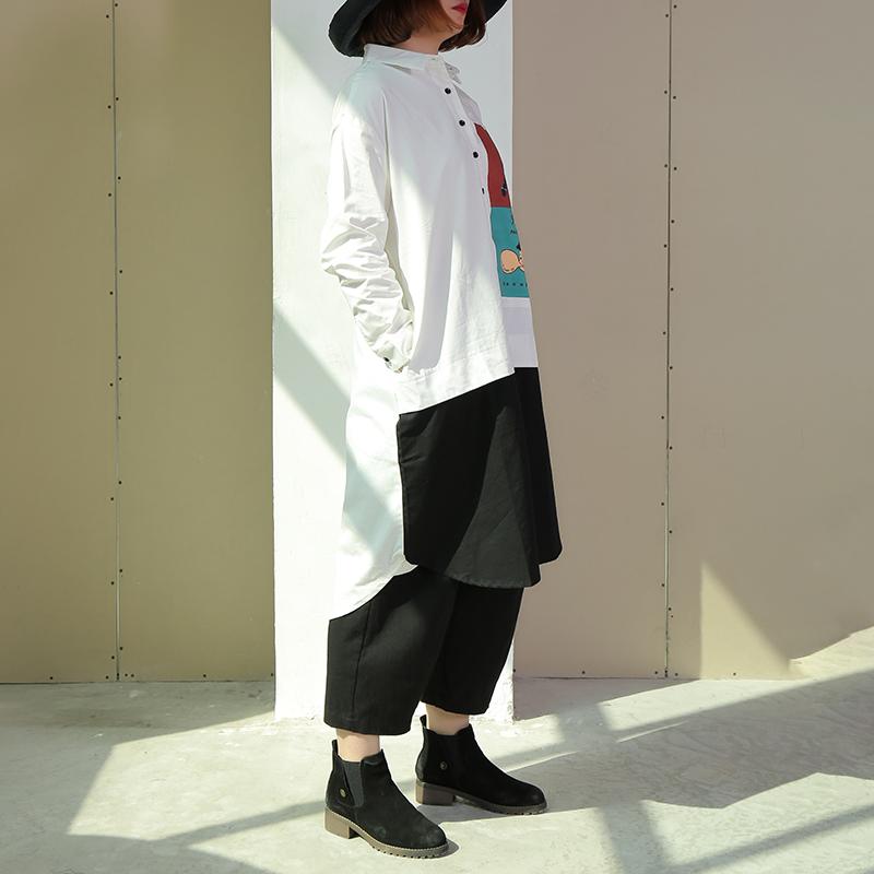 Polo Collar Cotton Printed Funny Women Dress