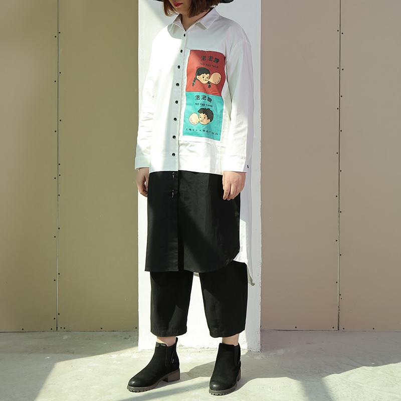 Polo Collar Cotton Printed Funny Women Dress