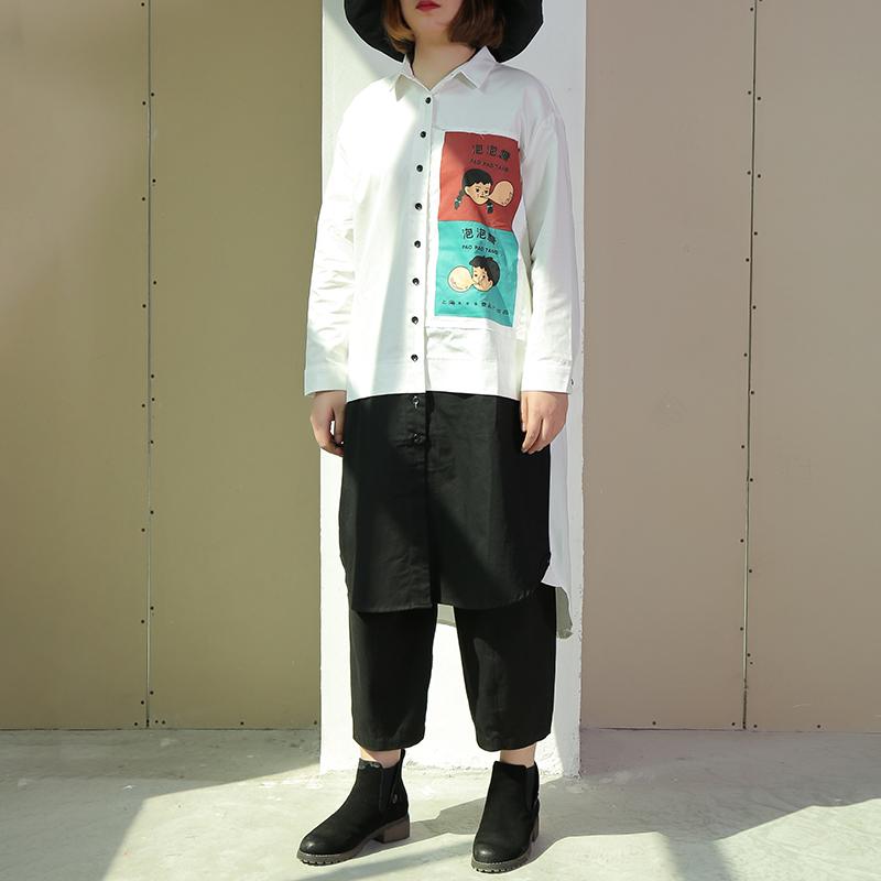 Polo Collar Cotton Printed Funny Women Dress