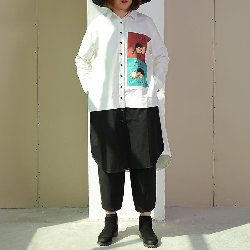 Polo Collar Cotton Printed Funny Women Dress