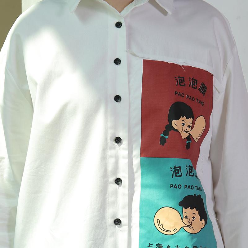 Polo Collar Cotton Printed Funny Women Dress