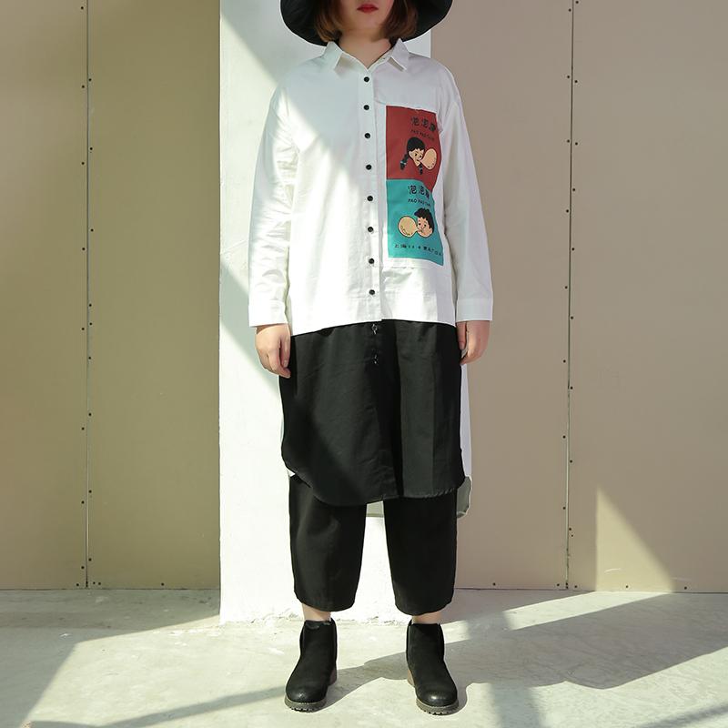 Polo Collar Cotton Printed Funny Women Dress