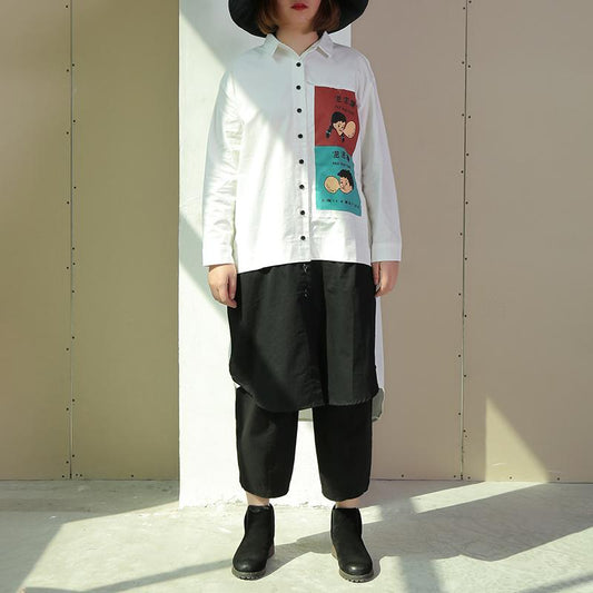 Polo Collar Cotton Printed Funny Women Dress