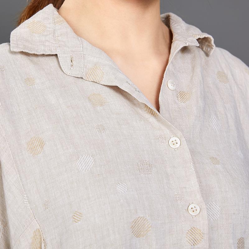 Polo Collar Dots Short Sleeve Loose Dress