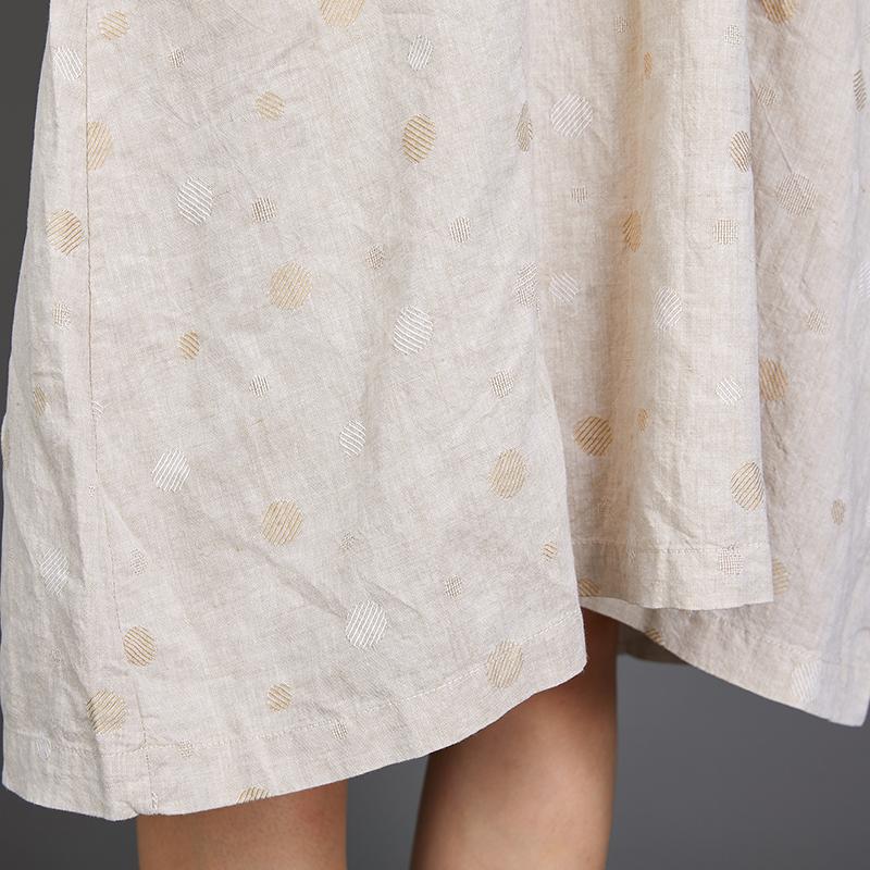 Polo Collar Dots Short Sleeve Loose Dress