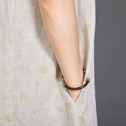 Polo Collar Dots Short Sleeve Loose Dress