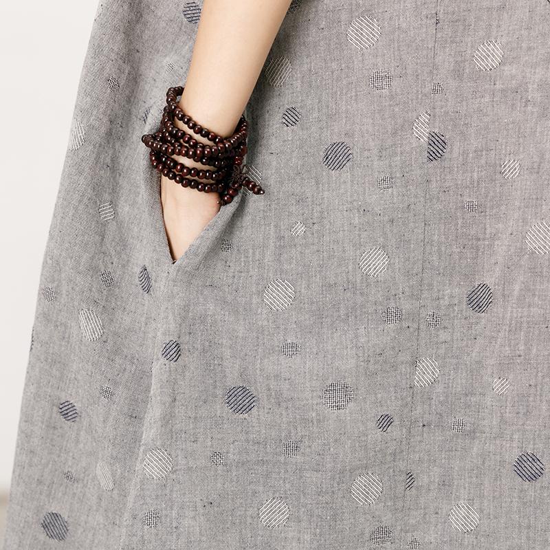 Polo Collar Small Dots Comfortable Midi Dress