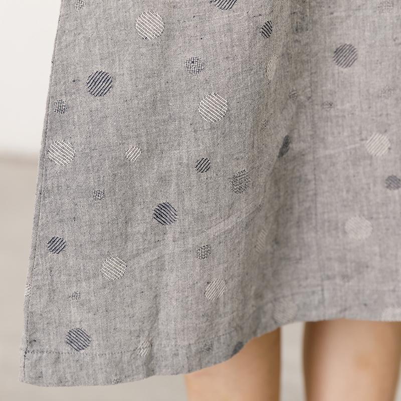Polo Collar Small Dots Comfortable Midi Dress