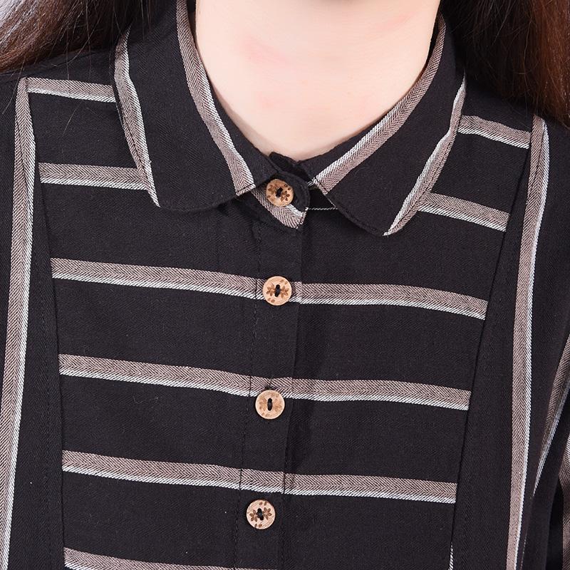 Polo Neck Stripe Spring Knee-length Dress