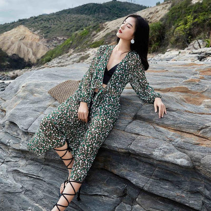 Polyester Hollow Out Dot Long Sleeve Coat