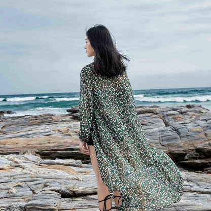 Polyester Hollow Out Dot Long Sleeve Coat