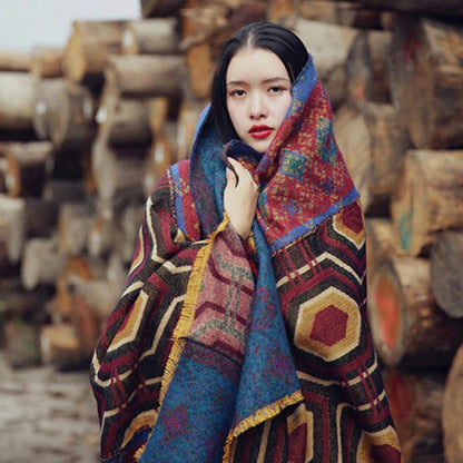 Print Ethnic Thick Large Scarf And Cape