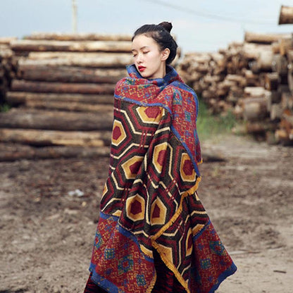 Print Ethnic Thick Large Scarf And Cape