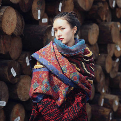 Print Ethnic Thick Large Scarf And Cape