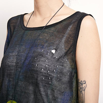 Print Casual Cotton Linen Sleeveless Top