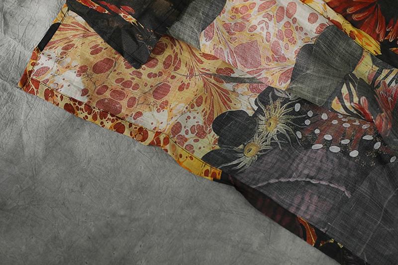 Print Commuter Linen Short Sleeve Dress