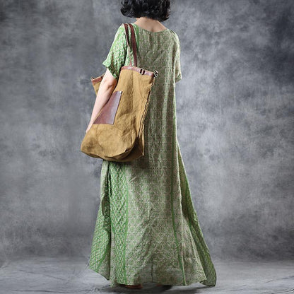 Print Cotton Short Sleeve A-Line Dress
