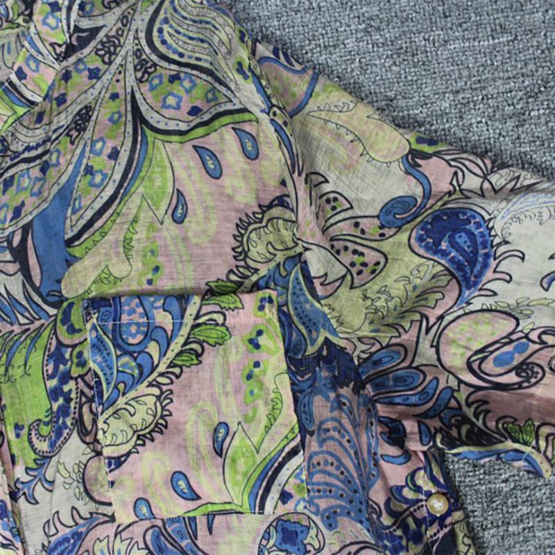 Print High Low Hem Retro Soft Blouse