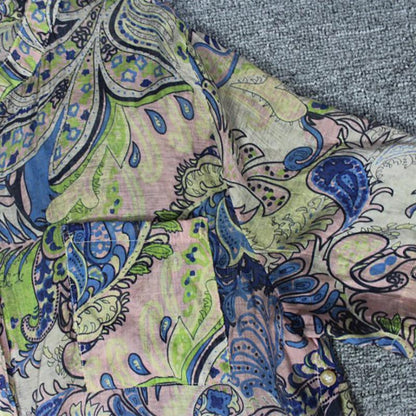 Print High Low Hem Retro Soft Blouse