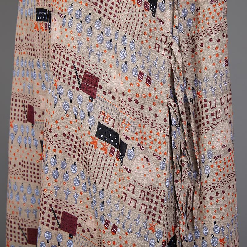 Print Lacing Loose Short Sleeve Casual Dress