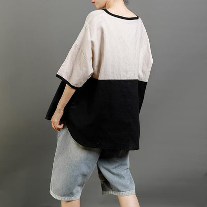 Print Letter Casual Cotton Short Sleeve Blouse