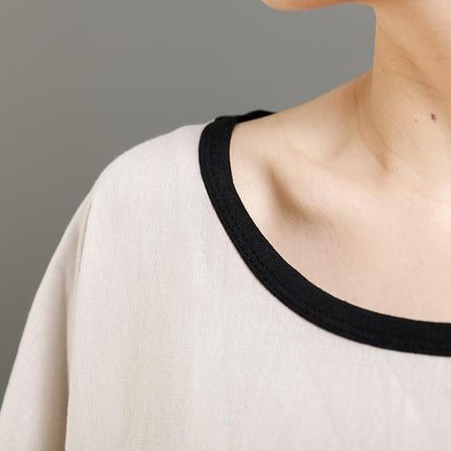 Print Letter Casual Cotton Short Sleeve Blouse